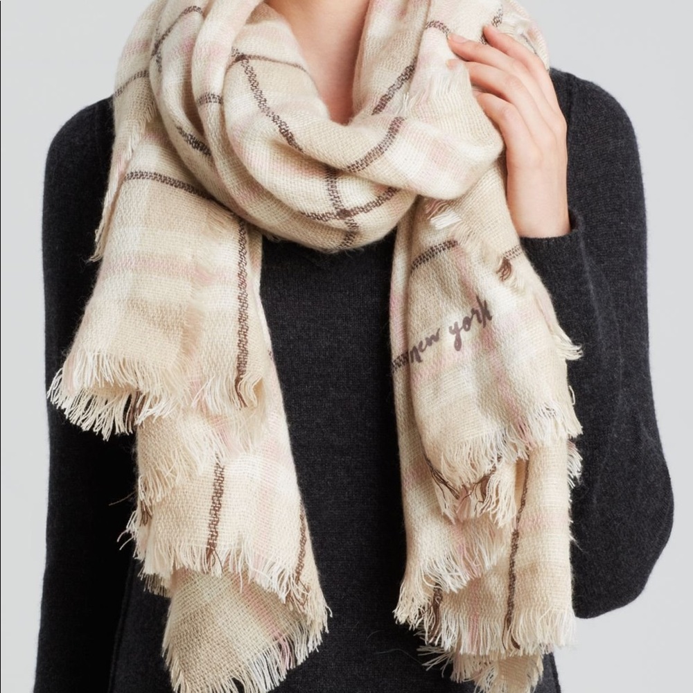 NWOT Kate Spade New York Plaid Blanket Scarf Tan